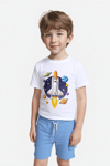 Mavipink 25104013 Erkek Çocuk Uzay Roket Baskılı Kısa Kol T-Shirt