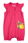 Mavipink 25410006 Kız Bebek Limonlu Fırfırlı Fuşya Renk Kısa Şort Tulum 