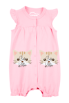 Mavipink 25410009 Kız Bebek Kedili Pembe Renk Fırfırlı Kısa Şort Tulum 