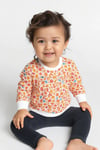 Mavipink 2641703 Kız Bebek Çiçekli Sweatshirt ve Kadife Taytlı 2'li Takım