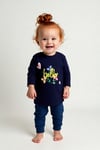 Mavipink 2641704 Kız Bebek Hello Çiçek Baskılı T-Shirt ve Kadife Alt 2'li Takım