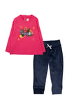 Mavipink 2641706 Kız Bebek Fuşya Tropikal Baskılı T-Shirt ve Kadife Alt 2'li Takım