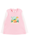 Mavipink 2641706 Kız Bebek Pembe Dinozor Baskılı T-Shirt ve Kadife Alt 2'li Takım