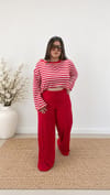 0504- Kırmızı Beyaz Stripe Bluz