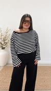 0504- Lacivert Beyaz Stripe Bluz