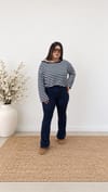 0504- Lacivert Beyaz Stripe Bluz