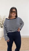 0504- Lacivert Beyaz Stripe Bluz