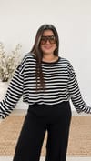0504- Siyah Beyaz Stripe Bluz
