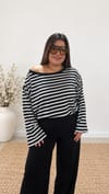 0504- Siyah Beyaz Stripe Bluz
