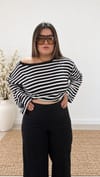 0504- Siyah Beyaz Stripe Bluz