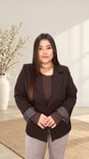 0919- Kahverengi Çizgili Astarlı Blazer Ceket