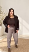 0919- Kahverengi Çizgili Astarlı Blazer Ceket