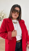 0919-Kırmızı Çizgili Astarlı Blazer Ceket 