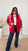 0919-Kırmızı Çizgili Astarlı Blazer Ceket 