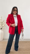 0919-Kırmızı Çizgili Astarlı Blazer Ceket 