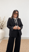 0919-Siyah Çizgili Astarlı Blazer Ceket 