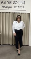 1121-Beyaz Vatkalı Degaje Bluz
