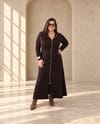 5082-Kahve Fermuarlı Elbise