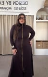 5082-Kahve Fermuarlı Elbise