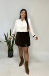 Beyaz Vatkalı Degaje Bluz