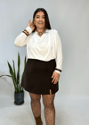 Beyaz Vatkalı Degaje Bluz
