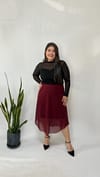 Bordo Astarlı Tül Etek