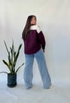 Bordo Triko Poplin Detaylı Bluz
