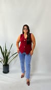Bordo Yelek Görünümlü Bluz 