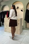 Kahve Pileli Etek