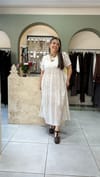 Krem Batik Desen Elbise