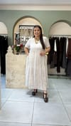 Krem Batik Desen Elbise