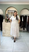 Krem Batik Desen Elbise