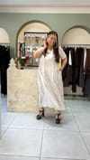 Krem Batik Desen Elbise