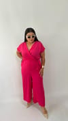 Kruvaze Yaka Pembe Dokuma Tulum 