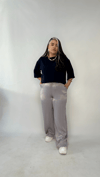 Lacivert Vatkalı Bluz