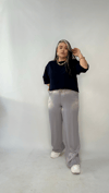 Lacivert Vatkalı Bluz