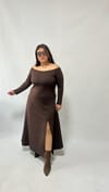 Madonna Yaka Kahve Modal Elbise