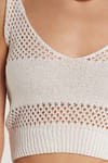 Kadın Slim Fit Dar Kesim Askılı Örme Detaylı U Yaka Ekru Takım