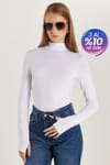 Kadın Regular Fit Klasik Kesim Viskon Kumaş Balıkçı Yaka Beyaz Bluz 
