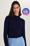Kadın Regular Fit Klasik Kesim Viskon Kumaş Balıkçı Yaka Lacivert Bluz 
