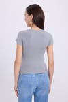 Kadın Regular Fit Klasik Kesim Bisiklet Yaka Viskon Kumaş Ultra Soft Gri Tişört