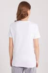 Kadın Slim Fit Dar Kesim Pamuklu Yumuşak Dokulu Likralı Esnek Kumaş Düz Basic Beyaz V Yaka Tişört