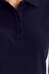 Kadın Slim Fit Dar Kesim %100 Pamuk Polo Yaka Lacivert Pike Tişört 