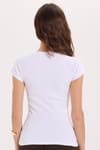 Kadın Slim Fit Dar Kesim Bisiklet Yaka Reglan Kol %100 Pamuk Beyaz Tişört Bluz