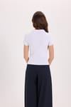 Kadın Slim Fit Dar Kesim Pamuklu Kısa Kollu Beyaz Polo Yaka Tişört