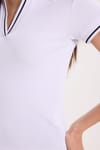 Kadın Slim Fit Dar Kesim Pamuklu Polo Yaka Kısa Kollu Beyaz Tişört