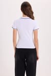Kadın Slim Fit Dar Kesim Pamuklu Polo Yaka Kısa Kollu Beyaz Tişört