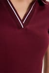 Kadın Slim Fit Dar Kesim Pamuklu Polo Yaka Kısa Kollu Bordo Tişört