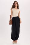 Kadın Slim Fit Dar Kesim Pamuklu Likralı Bisiklet Yaka Ay Kol Sarı Tişört