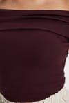 Kadın Slim Fit Dar Kesim Pamuklu Kayık Yaka Kısa Kollu Likralı Bordo Bluz